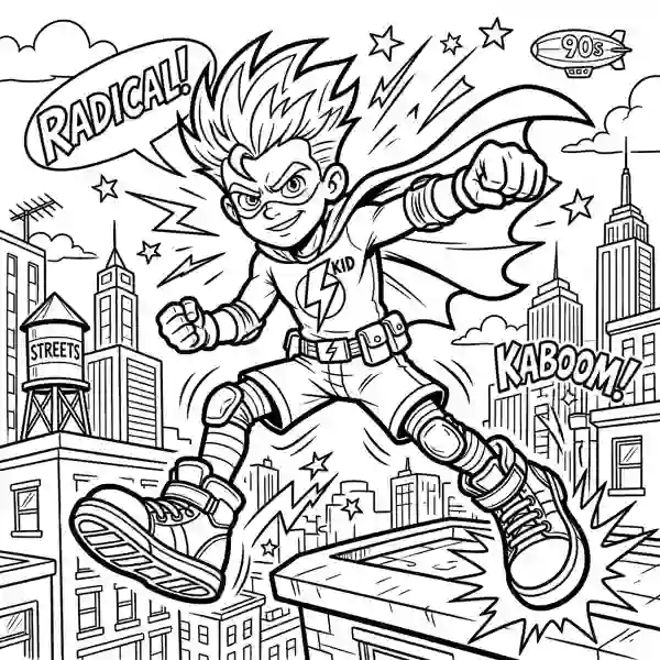 90s Saturday Morning colouring page example